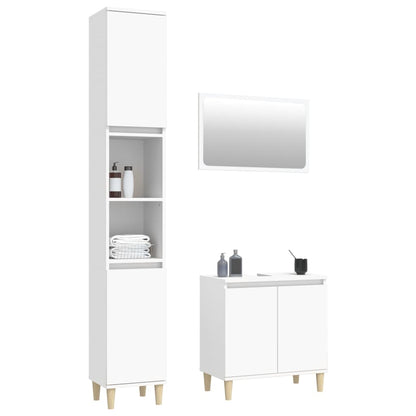 Contemporary 3-Part White Engineered Wooden Bath Set