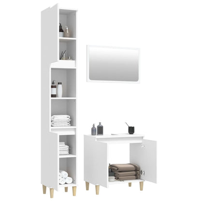 Contemporary 3-Part White Engineered Wooden Bath Set