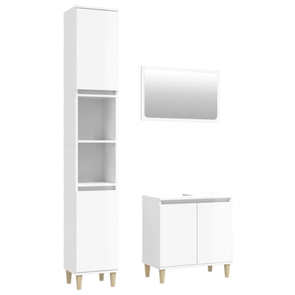 Contemporary 3-Part White Engineered Wooden Bath Set
