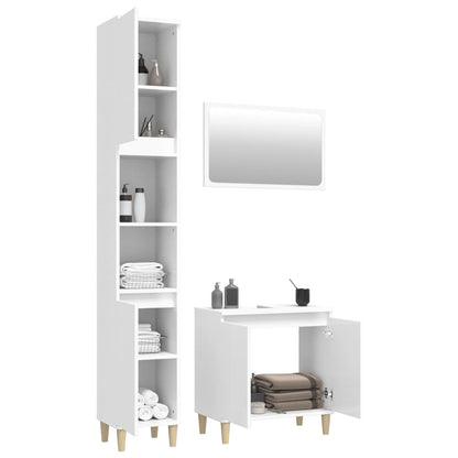 Contemporary 3-Part White Engineered Wooden Bath Set