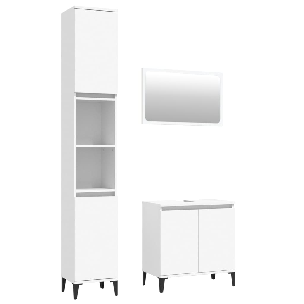 Contemporary 3-Part White Engineered Wooden Bath Set