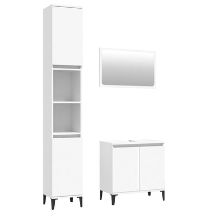 Contemporary 3-Part White Engineered Wooden Bath Set