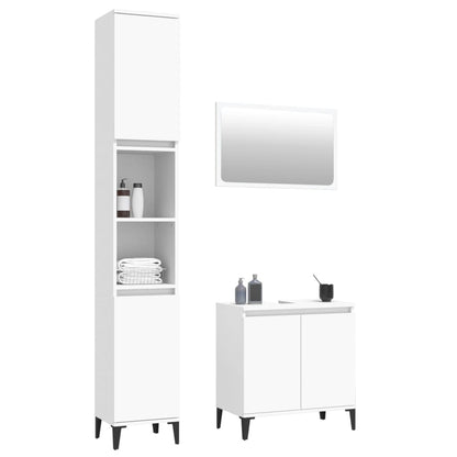 Contemporary 3-Part White Engineered Wooden Bath Set