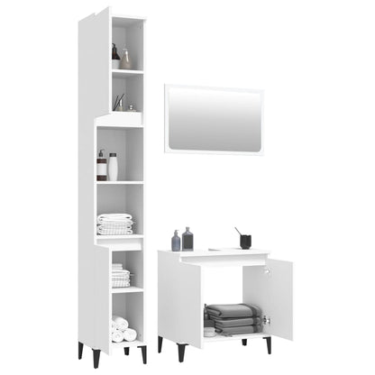 Contemporary 3-Part White Engineered Wooden Bath Set