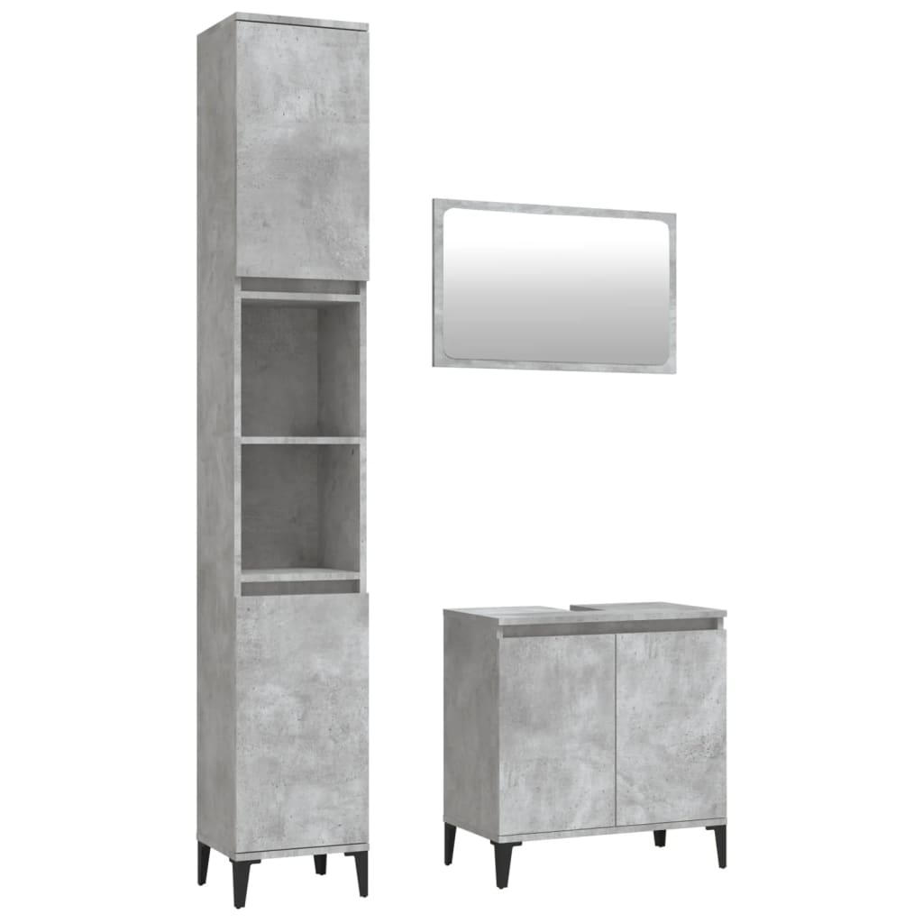 Contemporary 3-Part White Engineered Wooden Bath Set