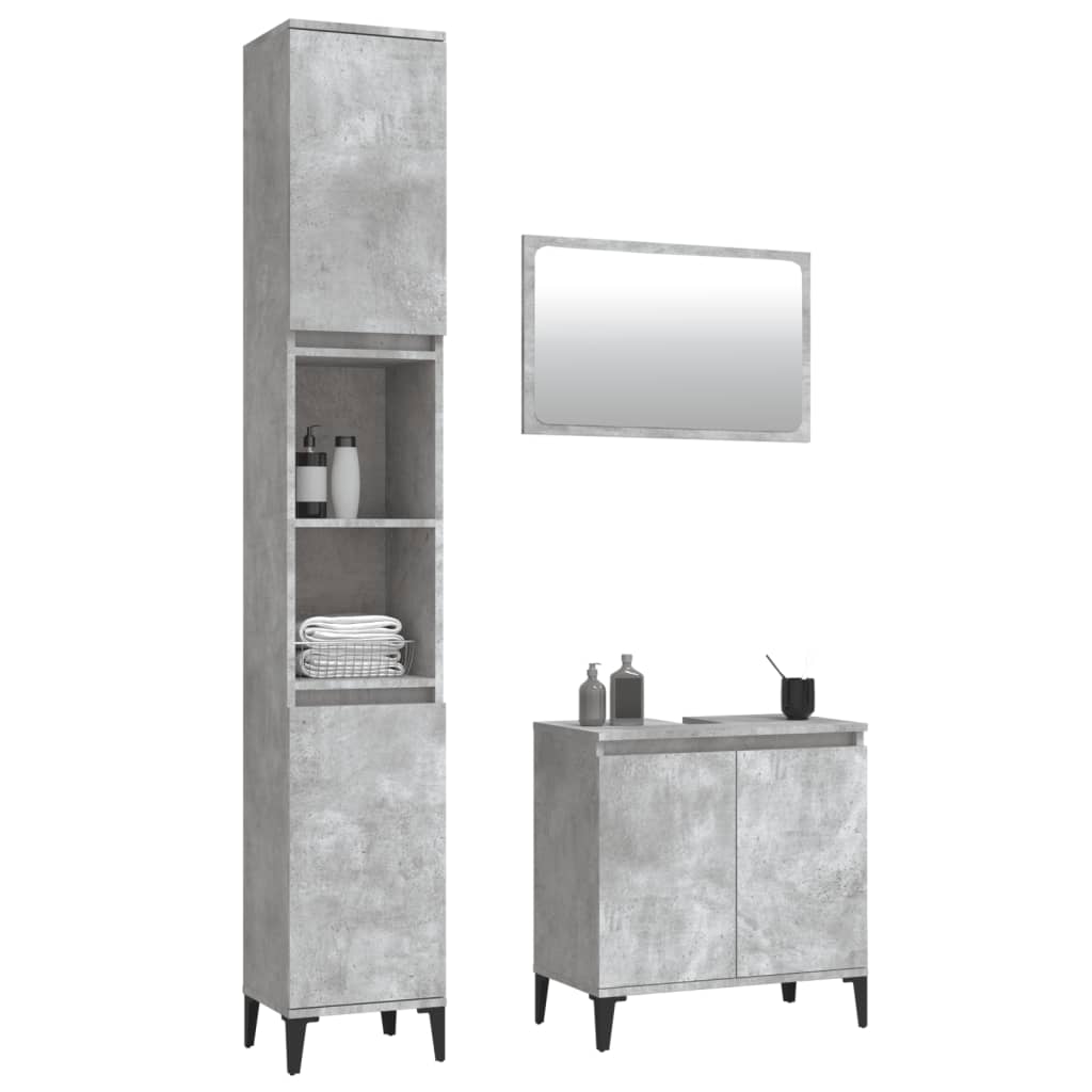 Contemporary 3-Part White Engineered Wooden Bath Set