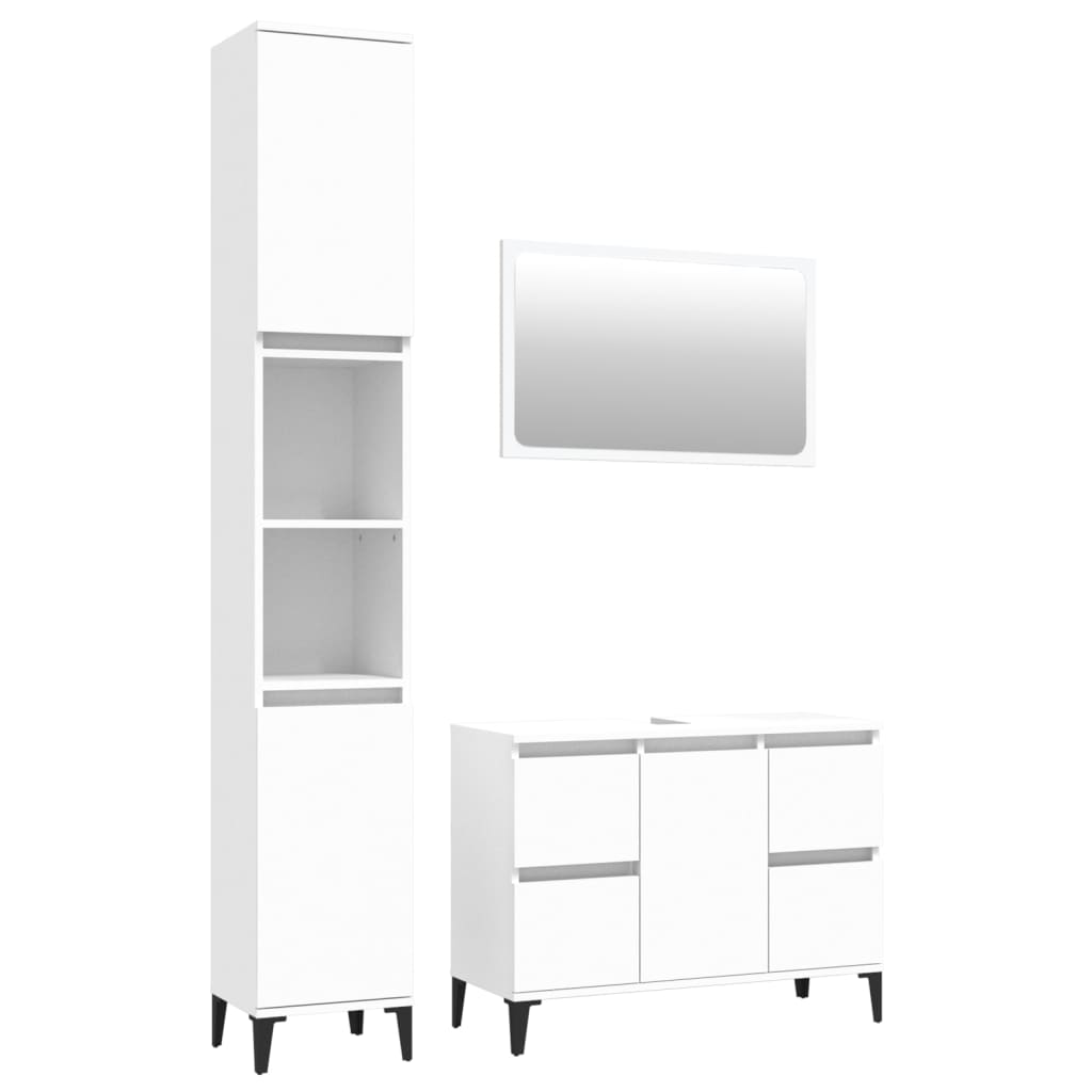 Complete White Engineered Wood Bathroom Trio Set