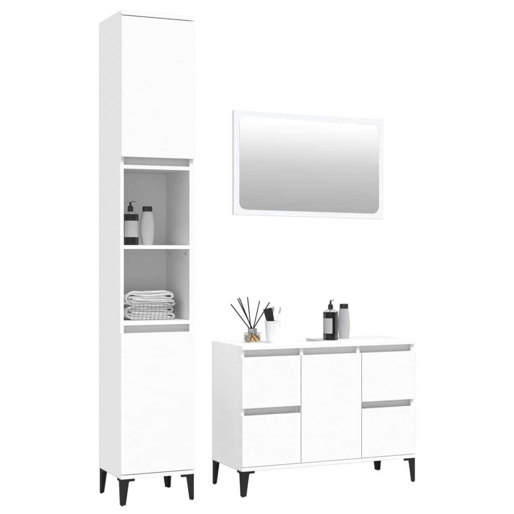 Complete White Engineered Wood Bathroom Trio Set
