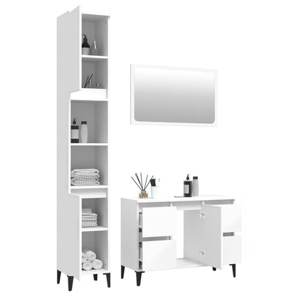 Complete White Engineered Wood Bathroom Trio Set