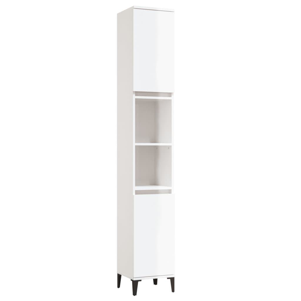Elegant White Engineered Wood 3-Piece Bath Furnishing Ensemble