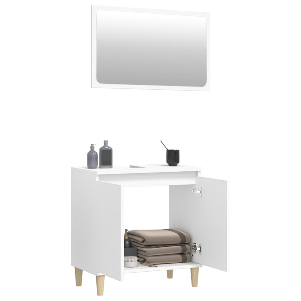 Durable 2-Piece White Engineered Wood Bathroom Ensemble