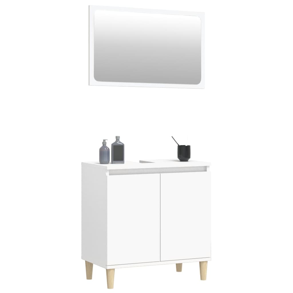 Durable 2-Piece White Engineered Wood Bathroom Ensemble