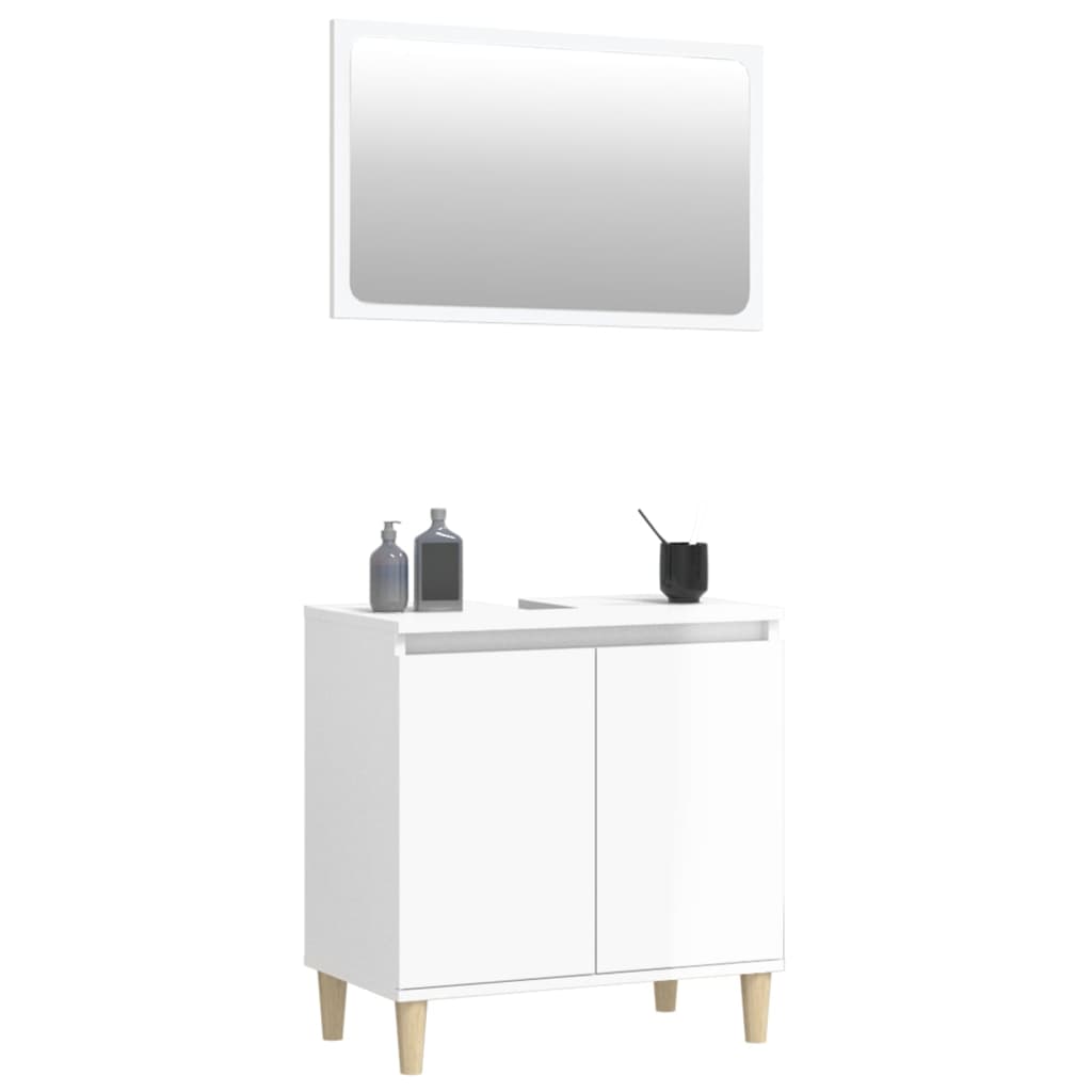 Durable 2-Piece White Engineered Wood Bathroom Ensemble