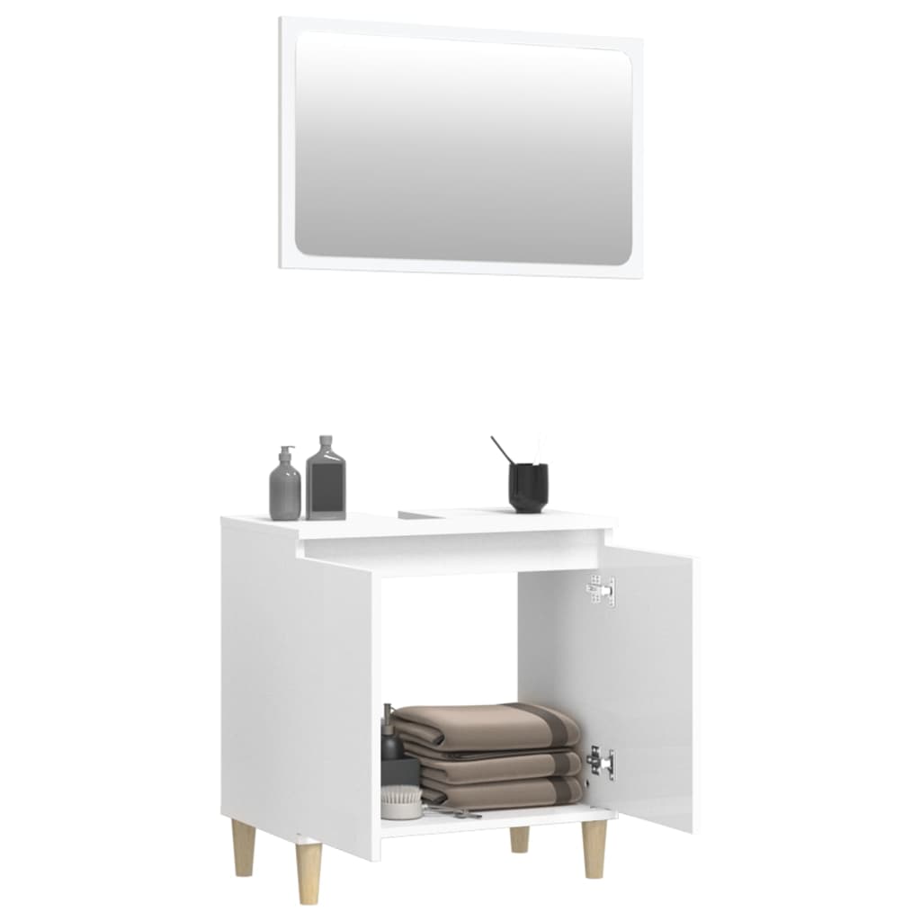 Durable 2-Piece White Engineered Wood Bathroom Ensemble