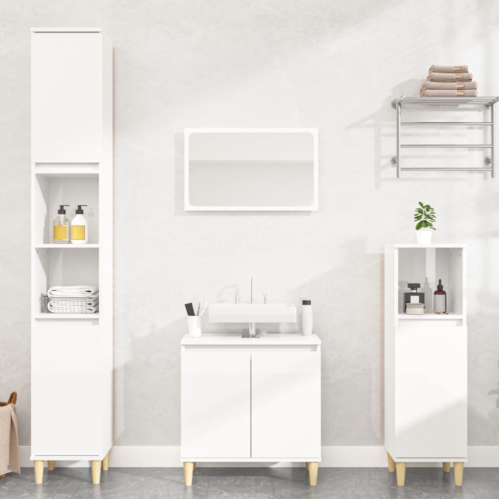 Durable 2-Piece White Engineered Wood Bathroom Ensemble