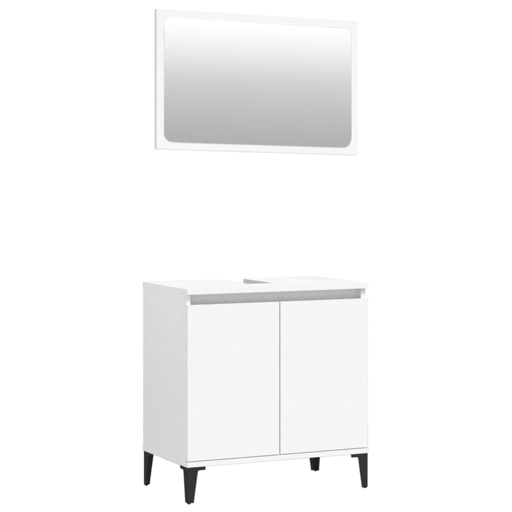 Durable 2-Piece White Engineered Wood Bathroom Ensemble