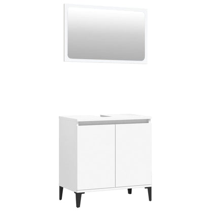 Durable 2-Piece White Engineered Wood Bathroom Ensemble