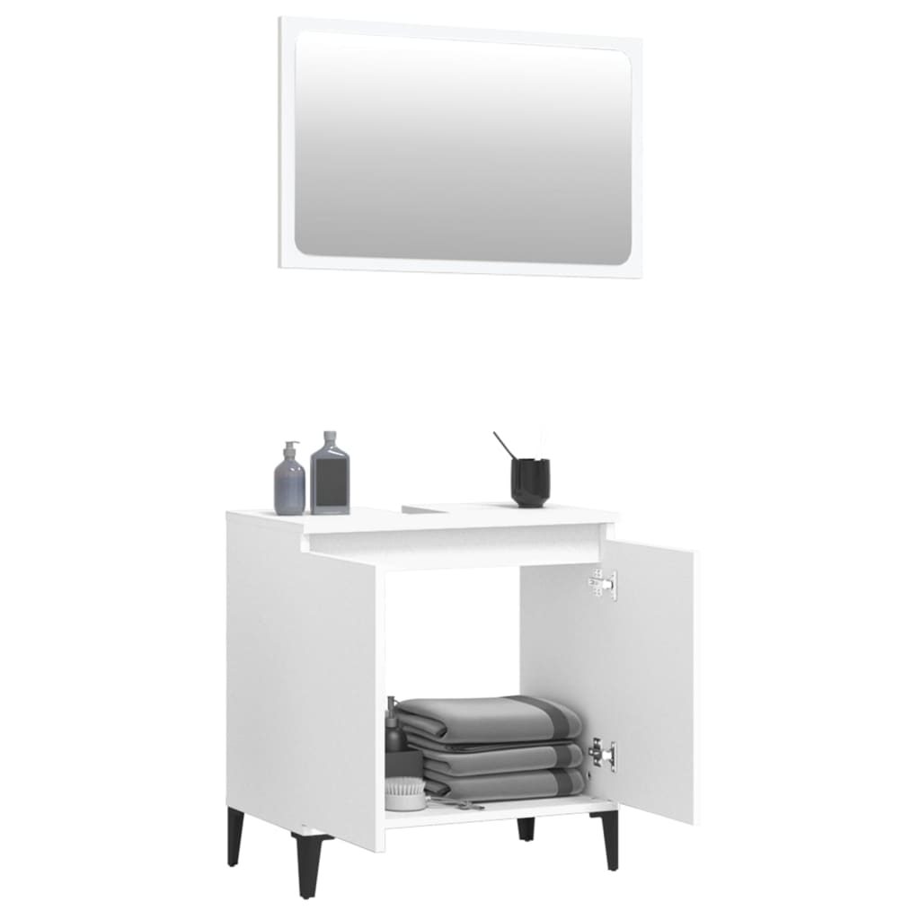 Durable 2-Piece White Engineered Wood Bathroom Ensemble