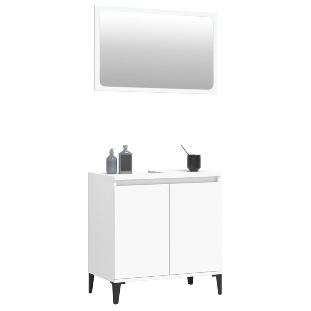 Durable 2-Piece White Engineered Wood Bathroom Ensemble