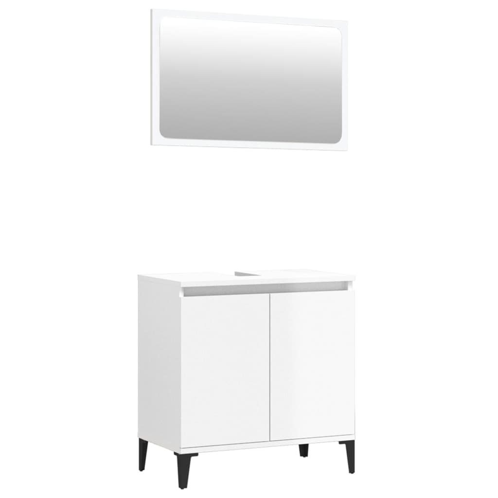 Durable 2-Piece White Engineered Wood Bathroom Ensemble