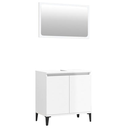 Durable 2-Piece White Engineered Wood Bathroom Ensemble