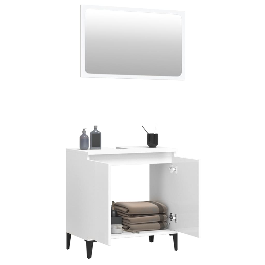 Durable 2-Piece White Engineered Wood Bathroom Ensemble