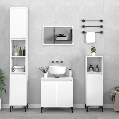 Durable 2-Piece White Engineered Wood Bathroom Ensemble