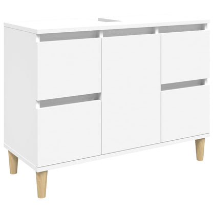 2 Pcs Bathroom Furnishings in Engineered White Wood