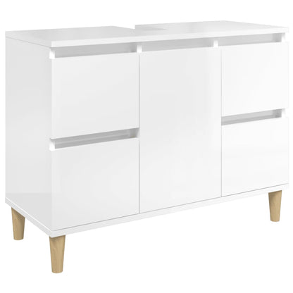 2 Pcs Bathroom Furnishings in Engineered White Wood