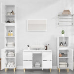 2 Pcs Bathroom Furnishings in Engineered White Wood
