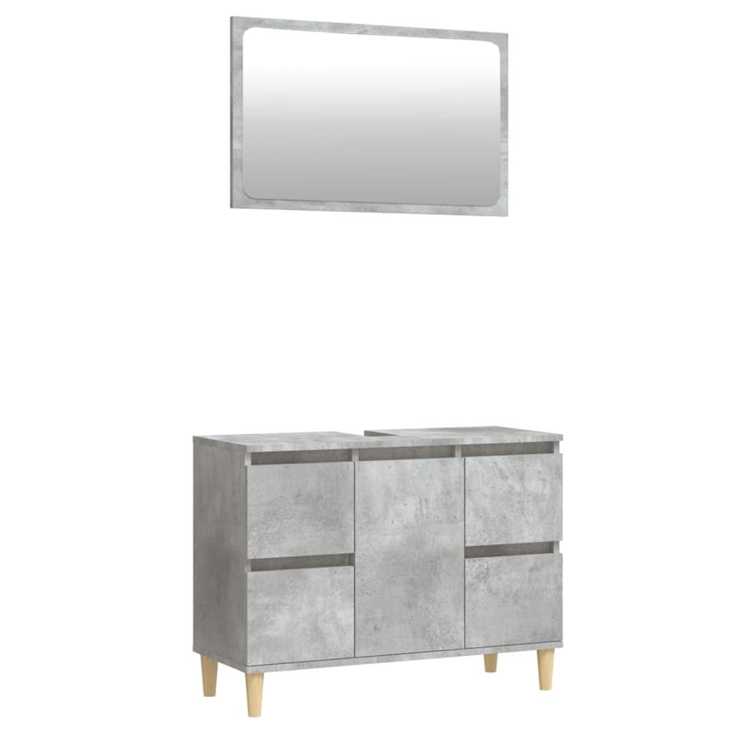 2 Pcs Bathroom Furnishings in Engineered White Wood