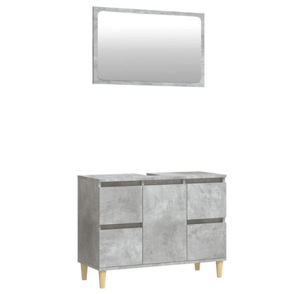 2 Pcs Bathroom Furnishings in Engineered White Wood