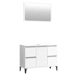 Bathroom Storage Sleek White Engineered Wood Cabinet 2 Pcs
