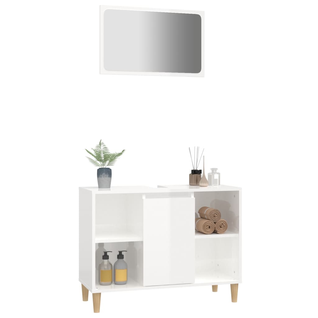Contemporary 2-Part White Engineered Wooden Bath Set