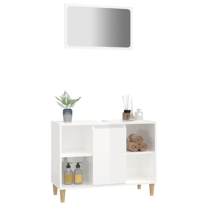 Contemporary 2-Part White Engineered Wooden Bath Set