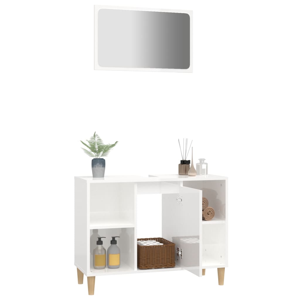 Contemporary 2-Part White Engineered Wooden Bath Set