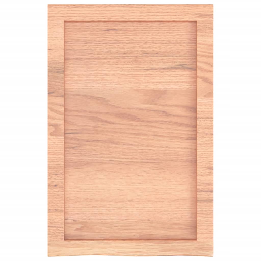 Natural Harmony: Light Brown Treated Solid Wood Bathroom Countertop