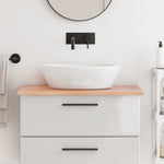 Light Brown-Treated Solid Wood Bathroom Countertop