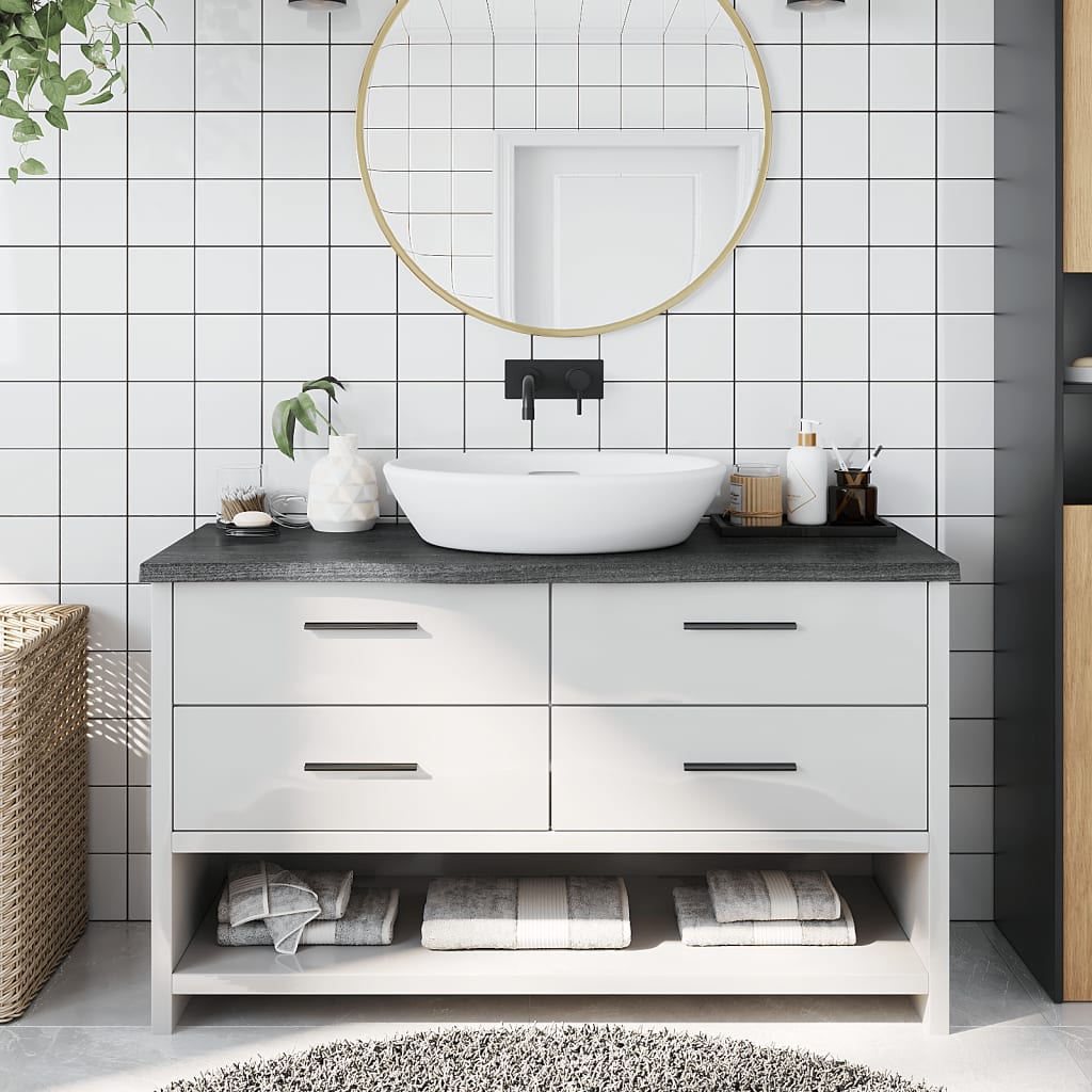 Bathroom Countertop Dark Grey-Treated Solid Wood