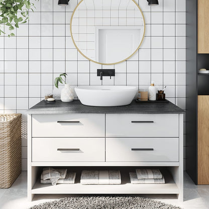 Light Brown-Treated Solid Wood Bathroom Countertop