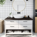 Dark Grey Treated Solid Wood Bathroom Countertop for Sleek and Contemporary Style