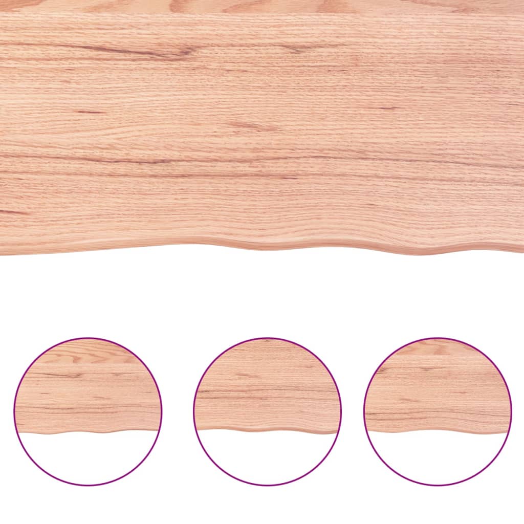 Oak Elegance: Light Brown Treated Solid Wood Table Top