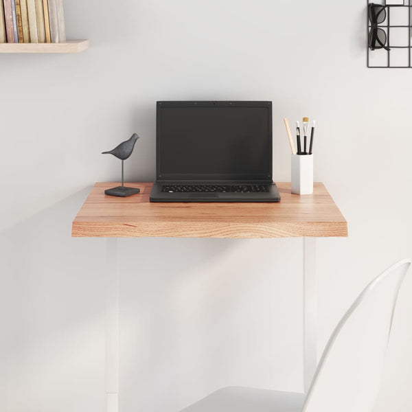  Oak Elegance: Light Brown Treated Solid Wood Table Top