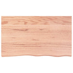 Table Top Light Brown Treated Solid Wood Oak
