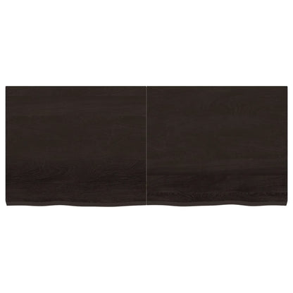 Sophisticated Oak Fusion: Dark Grey Treated Solid Wood Table Top