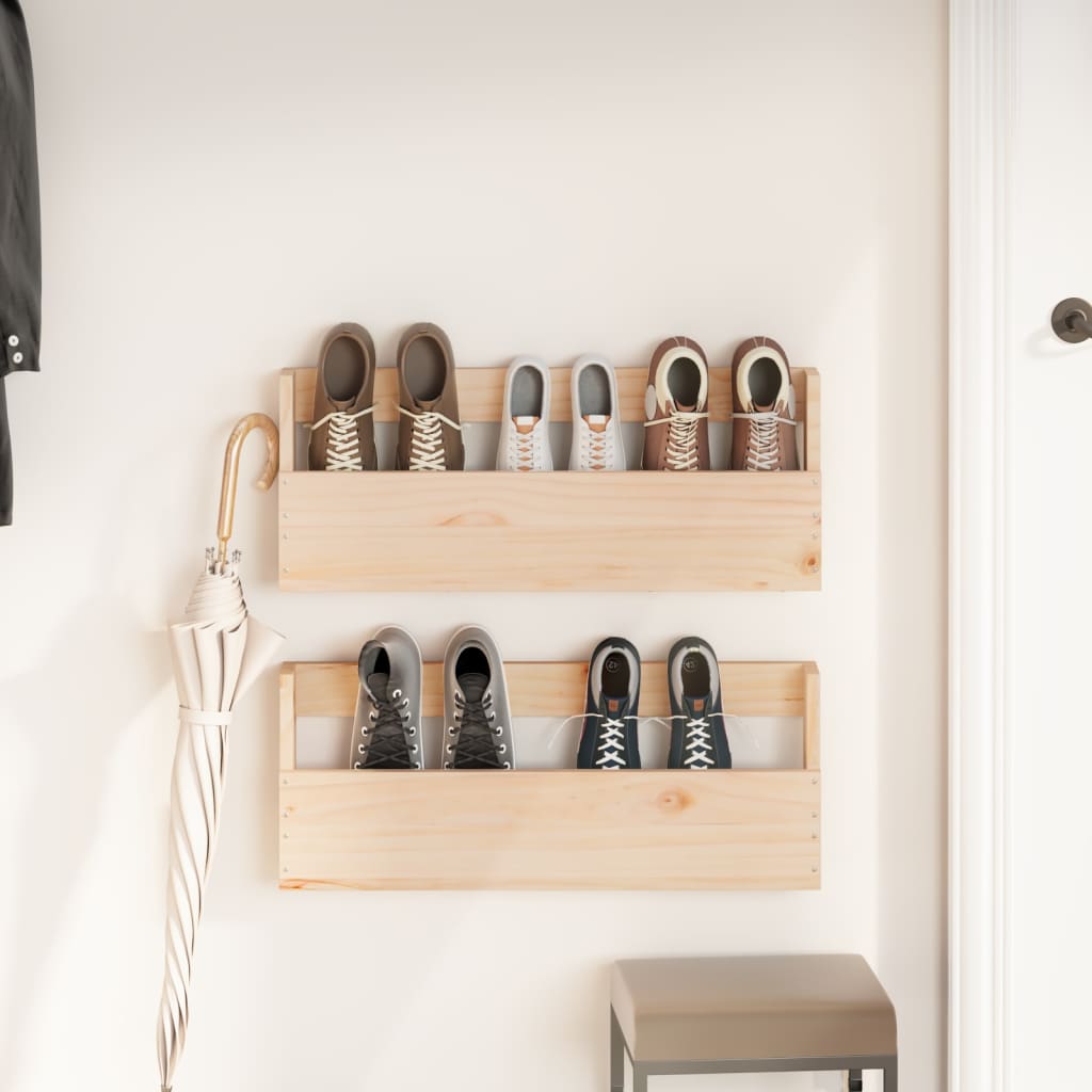 Wall Mounted Pine Shoe Rack Set 2pc | HomeAndLiving