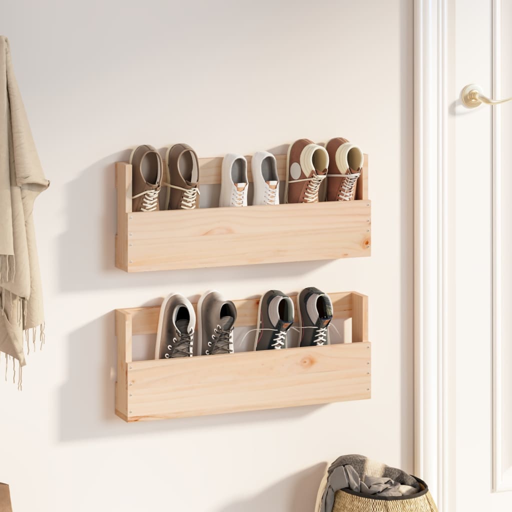 Wall Mounted Pine Shoe Rack Set 2pc | HomeAndLiving