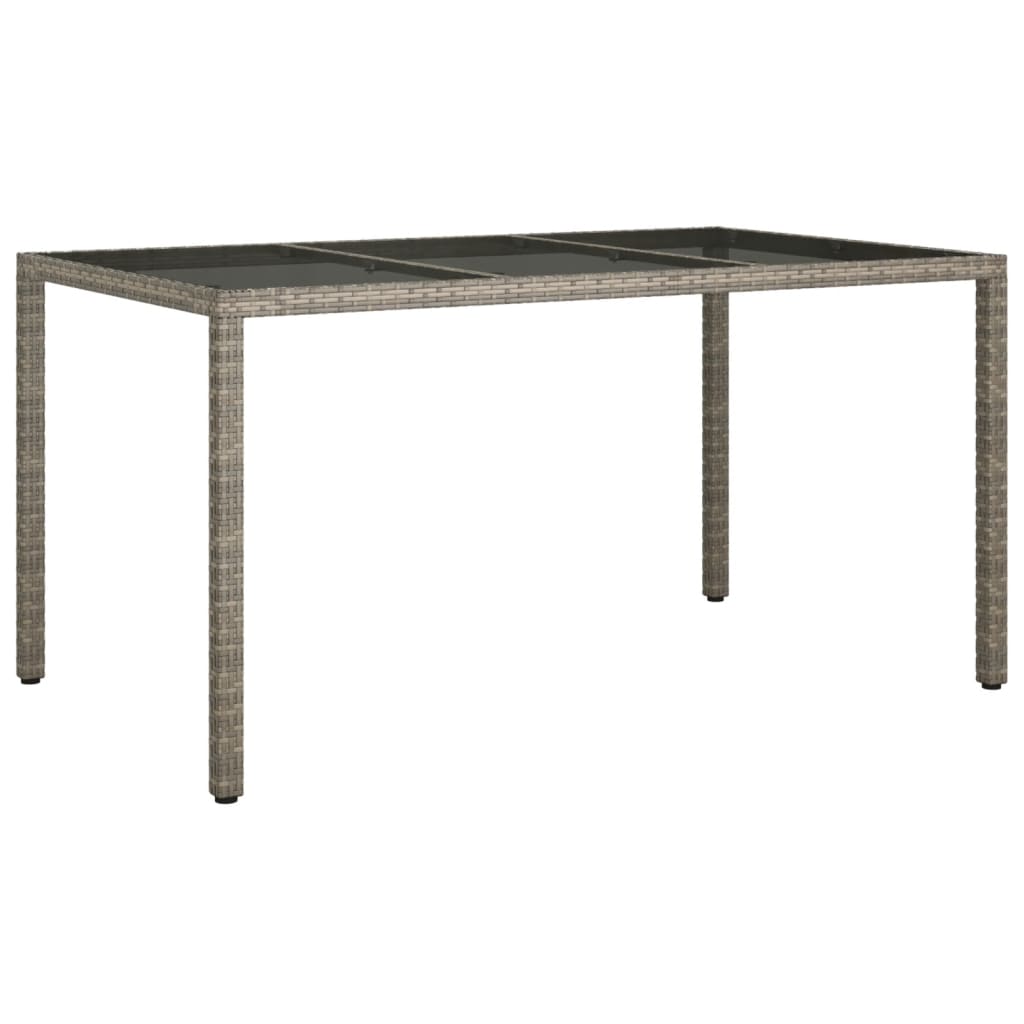 7 Piece Garden Dining Set with Cushions Grey Poly Rattan - 150×90×75cm