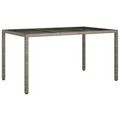 7 Piece Garden Dining Set with Cushions Grey Poly Rattan - 150×90×75cm