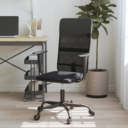 Office Chair Height Adjustable Black Faux Leather